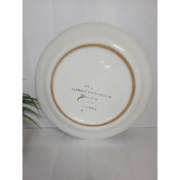 Vintage Alabaster Giardino Deruta Italy Charger Service Plate Topiary, Crazing - Picture 4 of 5